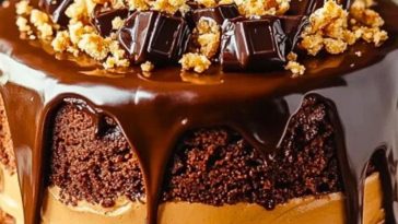 Quick to Make Chocolate Caramel Toffee Crunch Cake Recipe for Effortless Indulgence