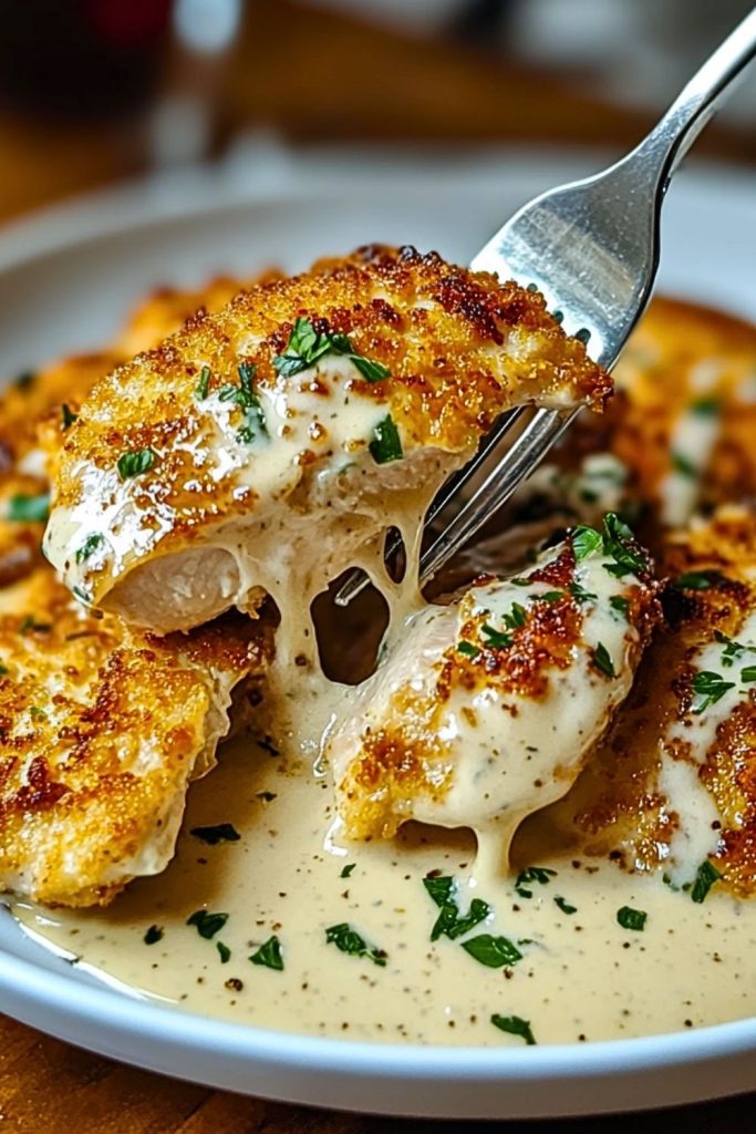 Parmesan Crusted Chicken with Creamy Garlic Sauce Parmesan Crusted Chicken with Creamy Garlic Sauce