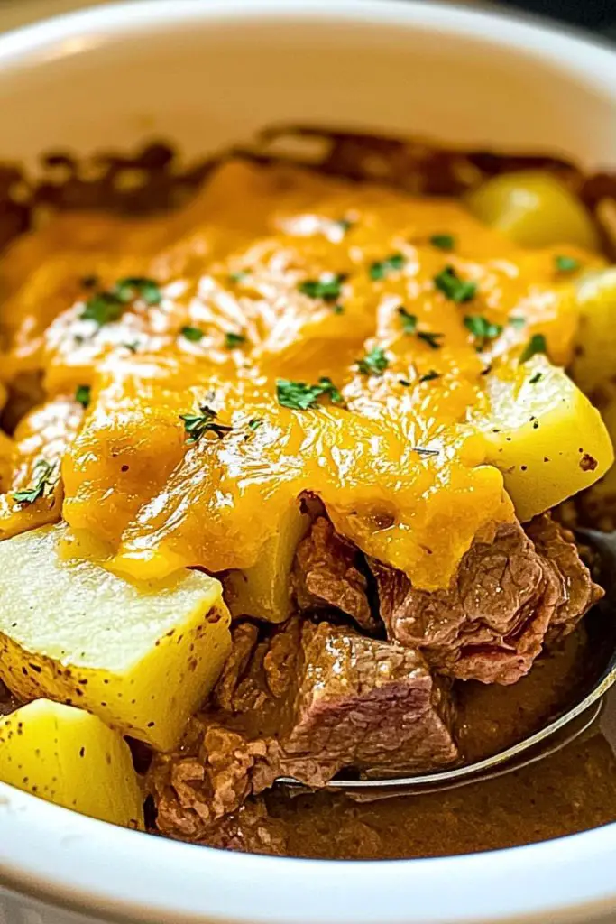 Slow Cooker Steak and Cheddar Potato Casserole Slow Cooker Steak and Cheddar Potato Casserole