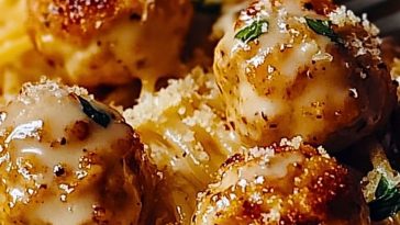 Garlic Butter Chicken Balls + Creamy Parmesan Pasta