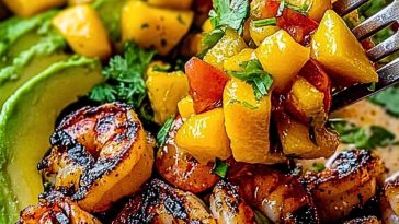 Shrimp and Avocado Bowls with Mango Salsa & Lime-Chili Sauce