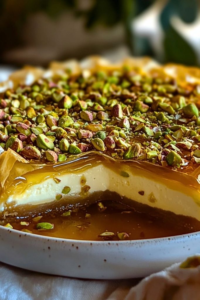 Honey Pistachio Baklava Cheesecake Honey Pistachio Baklava Cheesecake