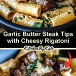 Garlic Butter Steak Tips with Cheesy Rigatoni