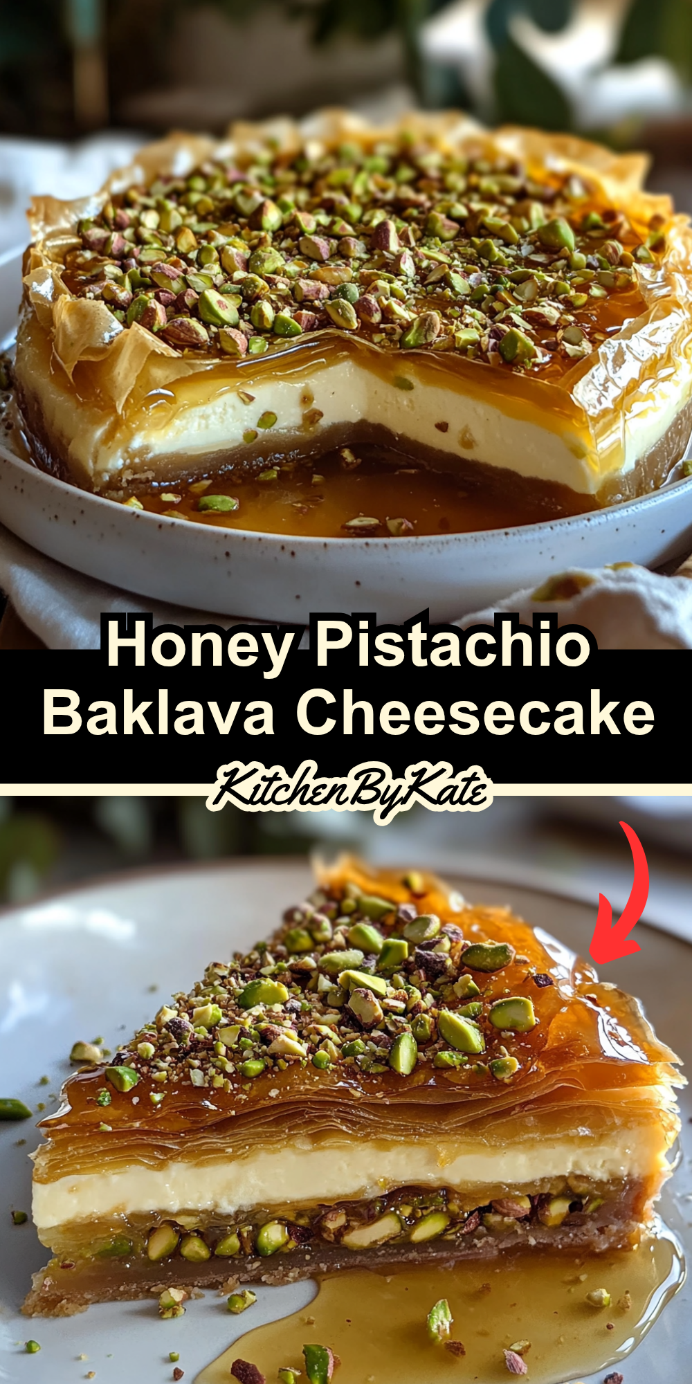 Honey Pistachio Baklava Cheesecake Honey Pistachio Baklava Cheesecake