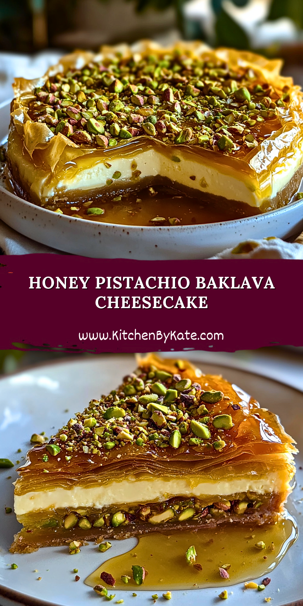 Honey Pistachio Baklava Cheesecake Honey Pistachio Baklava Cheesecake