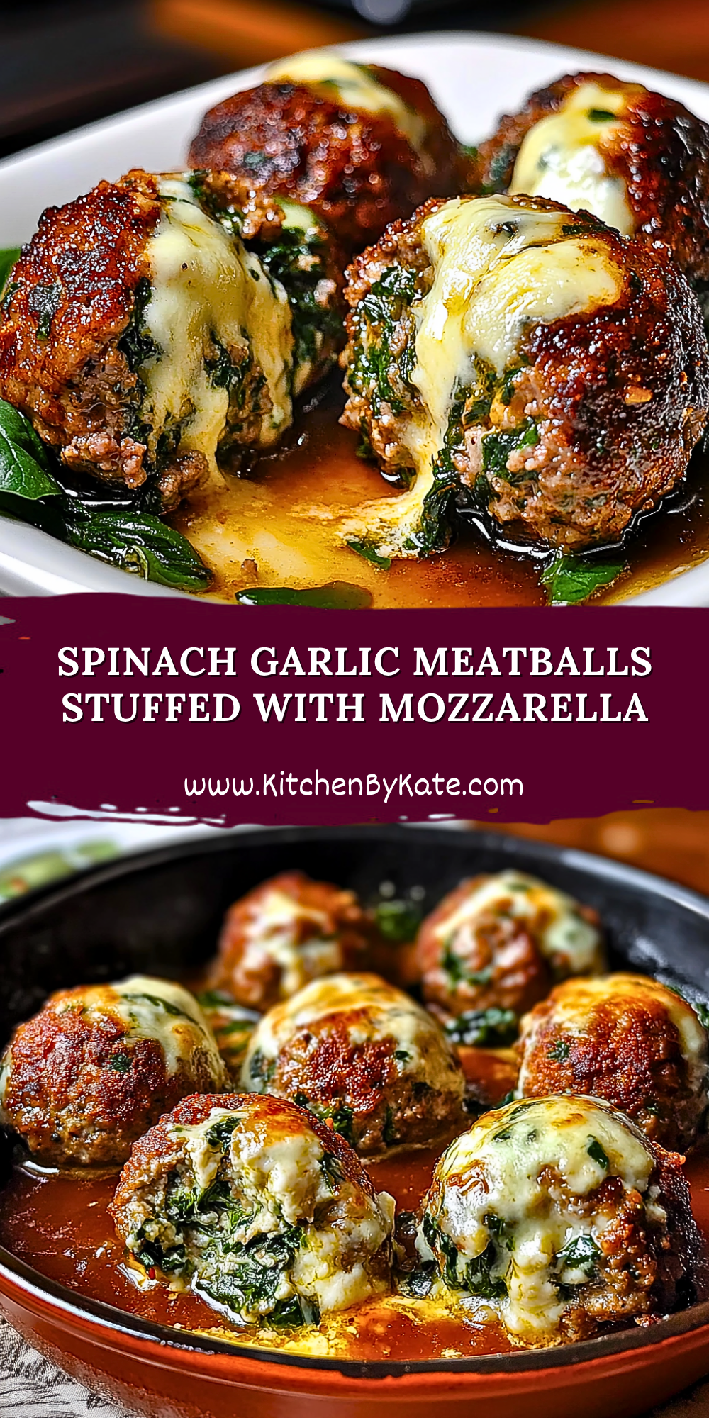 Spinach Garlic Meatballs Stuffed with Mozzarella Spinach Garlic Meatballs Stuffed with Mozzarella