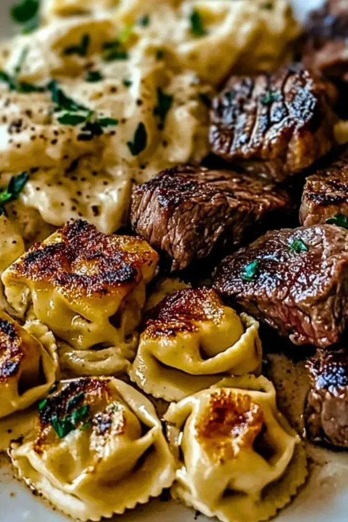 Garlic Butter Steak Bites & Creamy Alfredo Tortellini Garlic Butter Steak Bites & Creamy Alfredo Tortellini