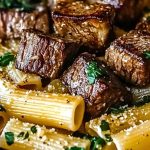 Garlic Butter Steak Tips with Cheesy Rigatoni Garlic Butter Steak Tips with Cheesy Rigatoni