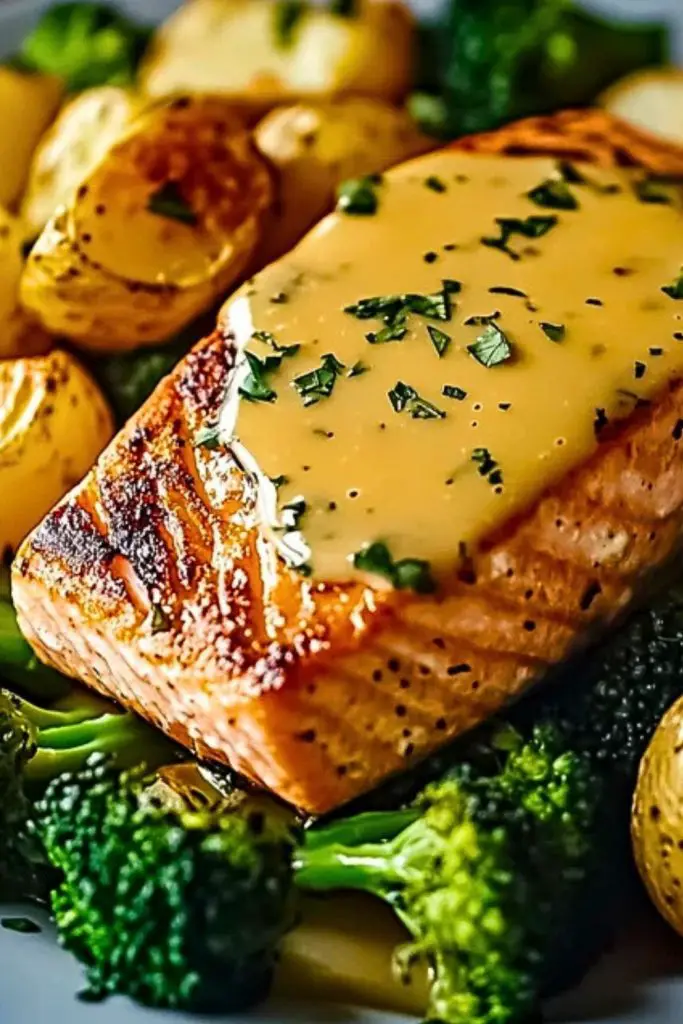 Lemon Butter Salmon with Roasted Potatoes & Broccoli Lemon Butter Salmon with Roasted Potatoes & Broccoli