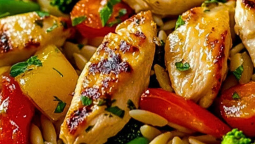 Lemon Chicken & Veggie Orzo Stir Fry Recipe