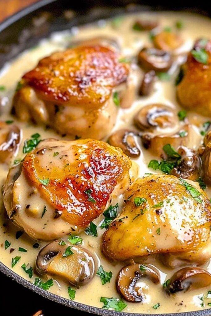 Simple Chicken Thighs With Creamy Mushroom Garlic Sauce Simple Chicken Thighs With Creamy Mushroom Garlic Sauce