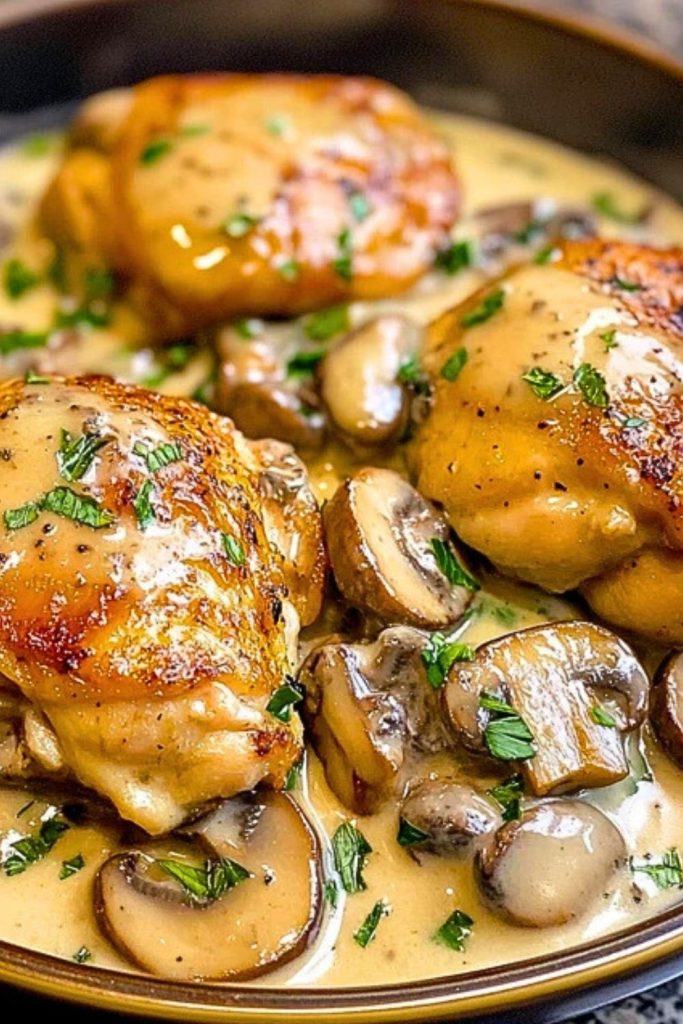 Simple Chicken Thighs With Creamy Mushroom Garlic Sauce Simple Chicken Thighs With Creamy Mushroom Garlic Sauce