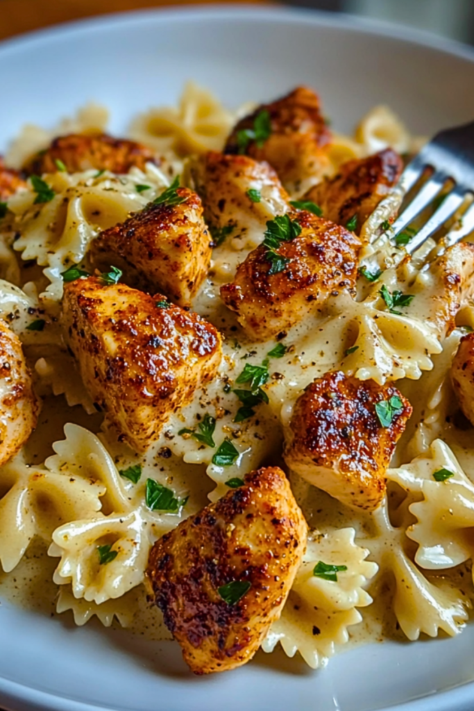 Creamy Cajun Chicken Alfredo with Garlic Parmesan Bowtie Pasta Creamy Cajun Chicken Alfredo with Garlic Parmesan Bowtie Pasta