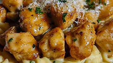 Twisted Pasta with Honey Garlic Chicken and Parmesan Cream