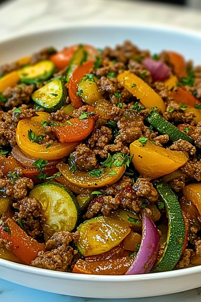 Mediterranean Ground Beef and Veggie Stir Fry Mediterranean Ground Beef and Veggie Stir Fry