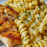 Creamy Garlic Parmesan Chicken with Cheesy Twisted Pasta Creamy Garlic Parmesan Chicken with Cheesy Twisted Pasta