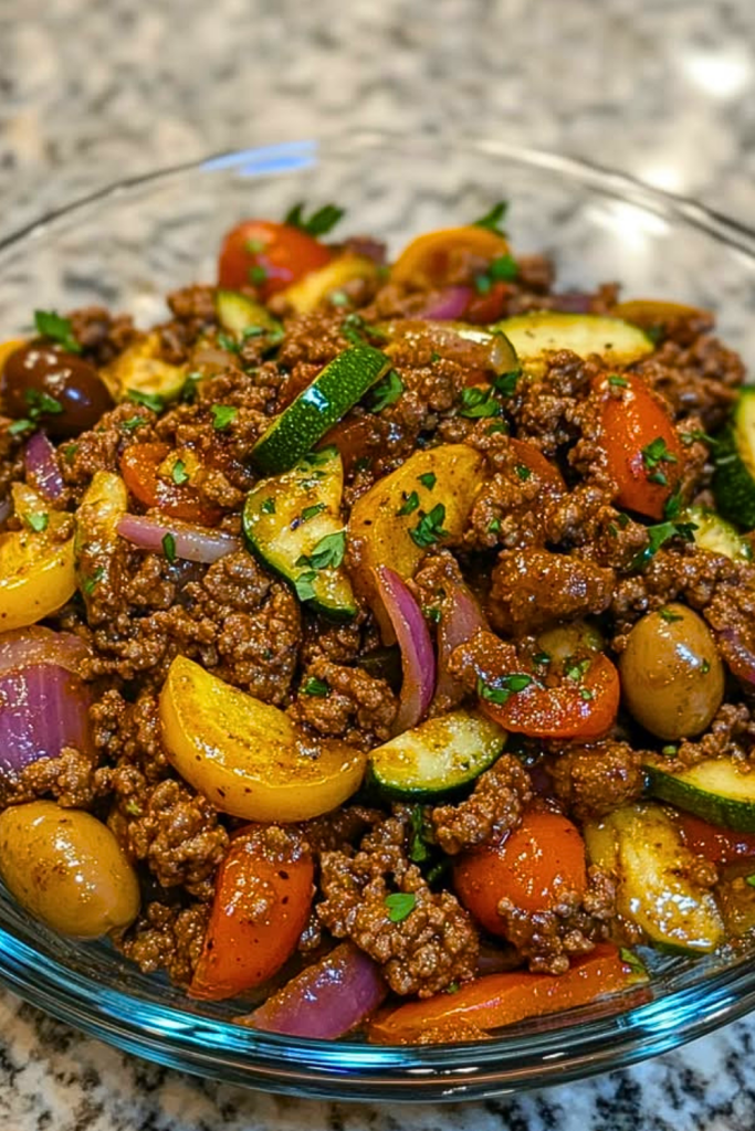 Mediterranean Ground Beef and Veggie Stir Fry Mediterranean Ground Beef and Veggie Stir Fry