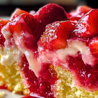 Moist Strawberry Earthquake Cake