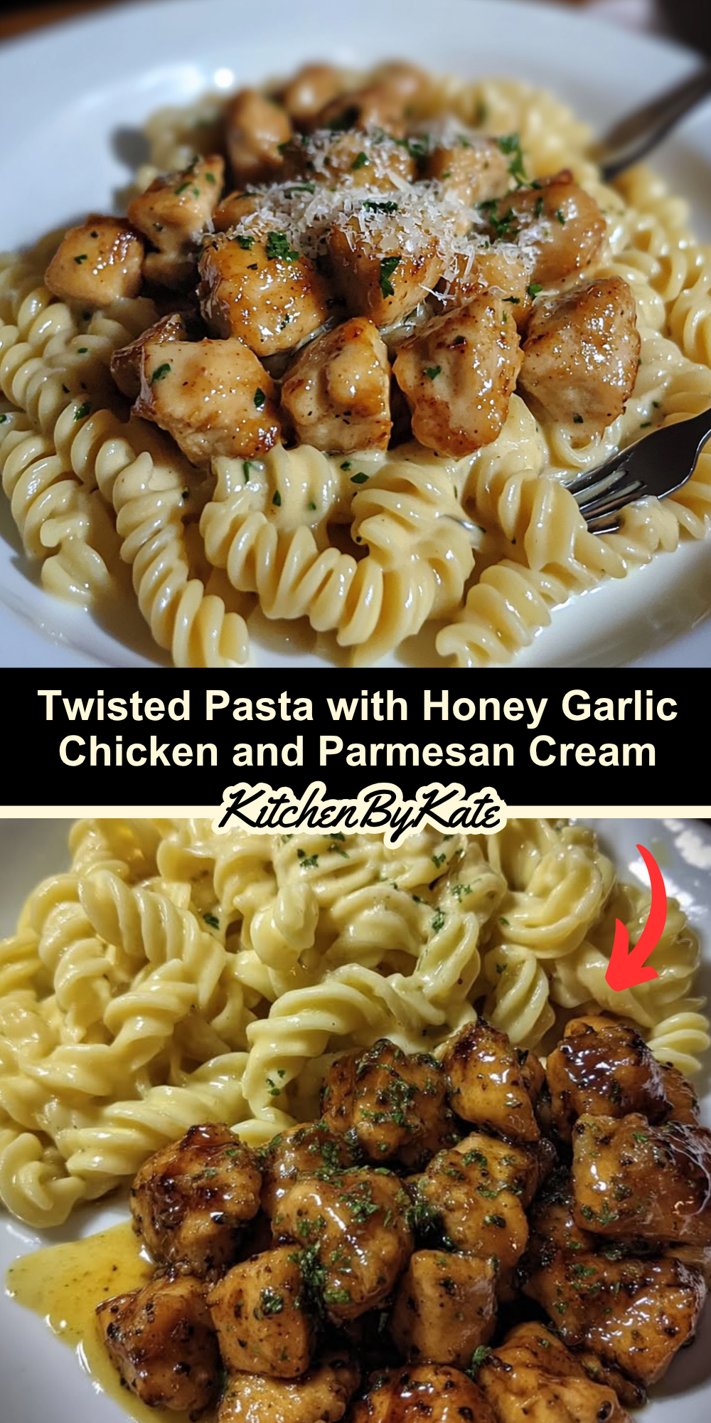 Twisted Pasta with Honey Garlic Chicken and Parmesan Cream Twisted Pasta with Honey Garlic Chicken and Parmesan Cream