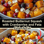 Roasted Butternut Squash with Cranberries and Feta