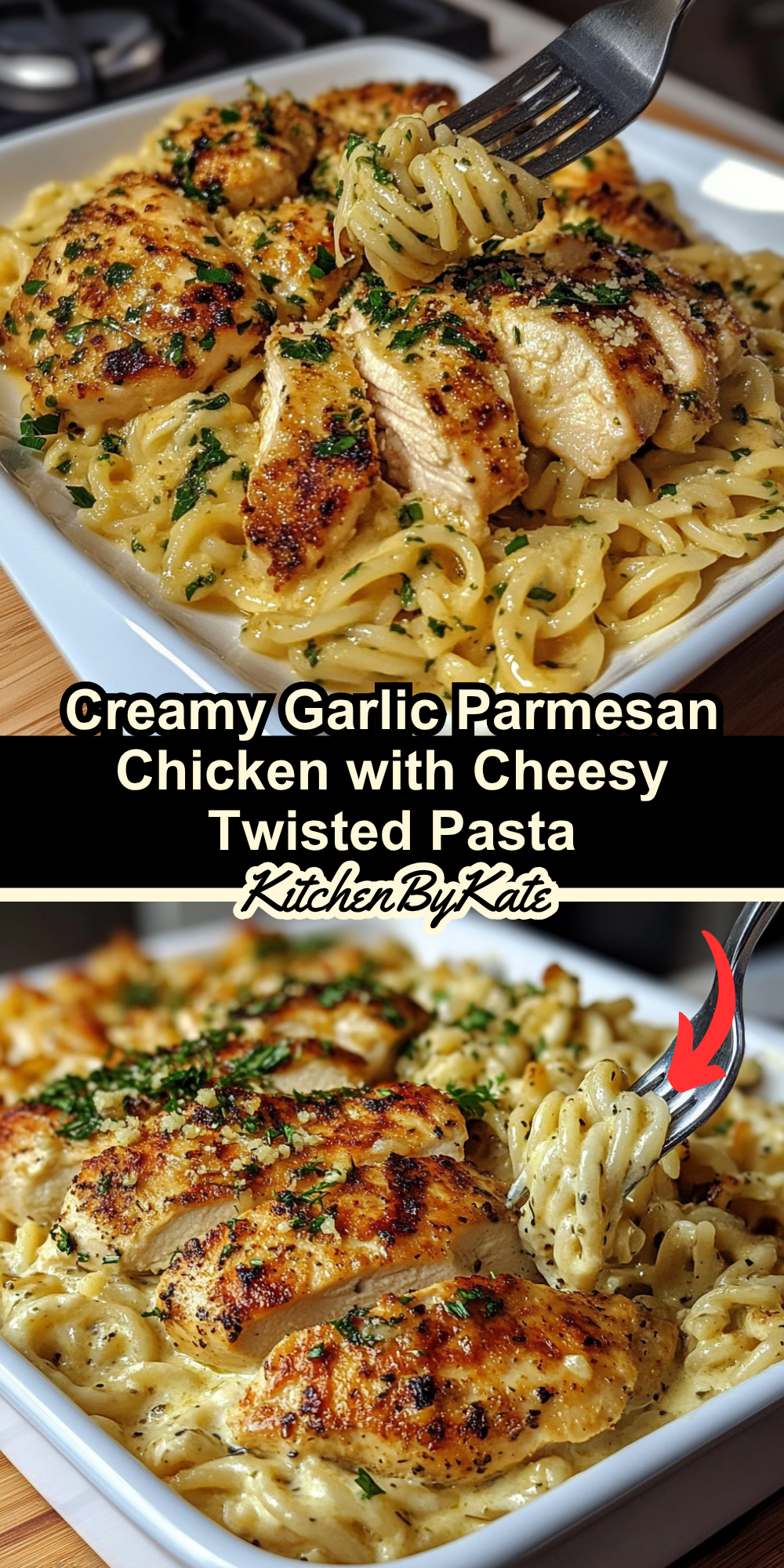 Creamy Garlic Parmesan Chicken with Cheesy Twisted Pasta Creamy Garlic Parmesan Chicken with Cheesy Twisted Pasta