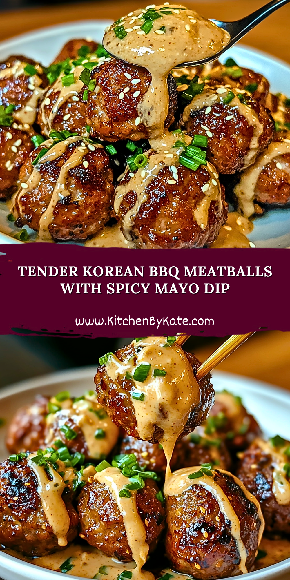 Tender Korean BBQ Meatballs with Spicy Mayo Dip Tender Korean BBQ Meatballs with Spicy Mayo Dip