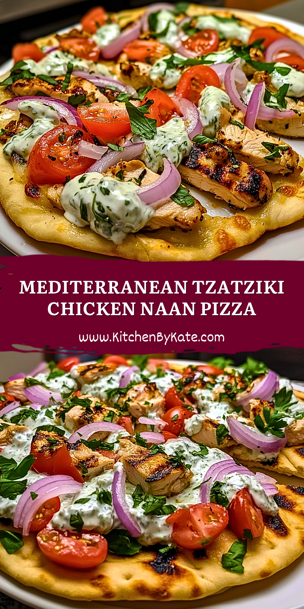 Mediterranean Tzatziki Chicken Naan Pizza Mediterranean Tzatziki Chicken Naan Pizza