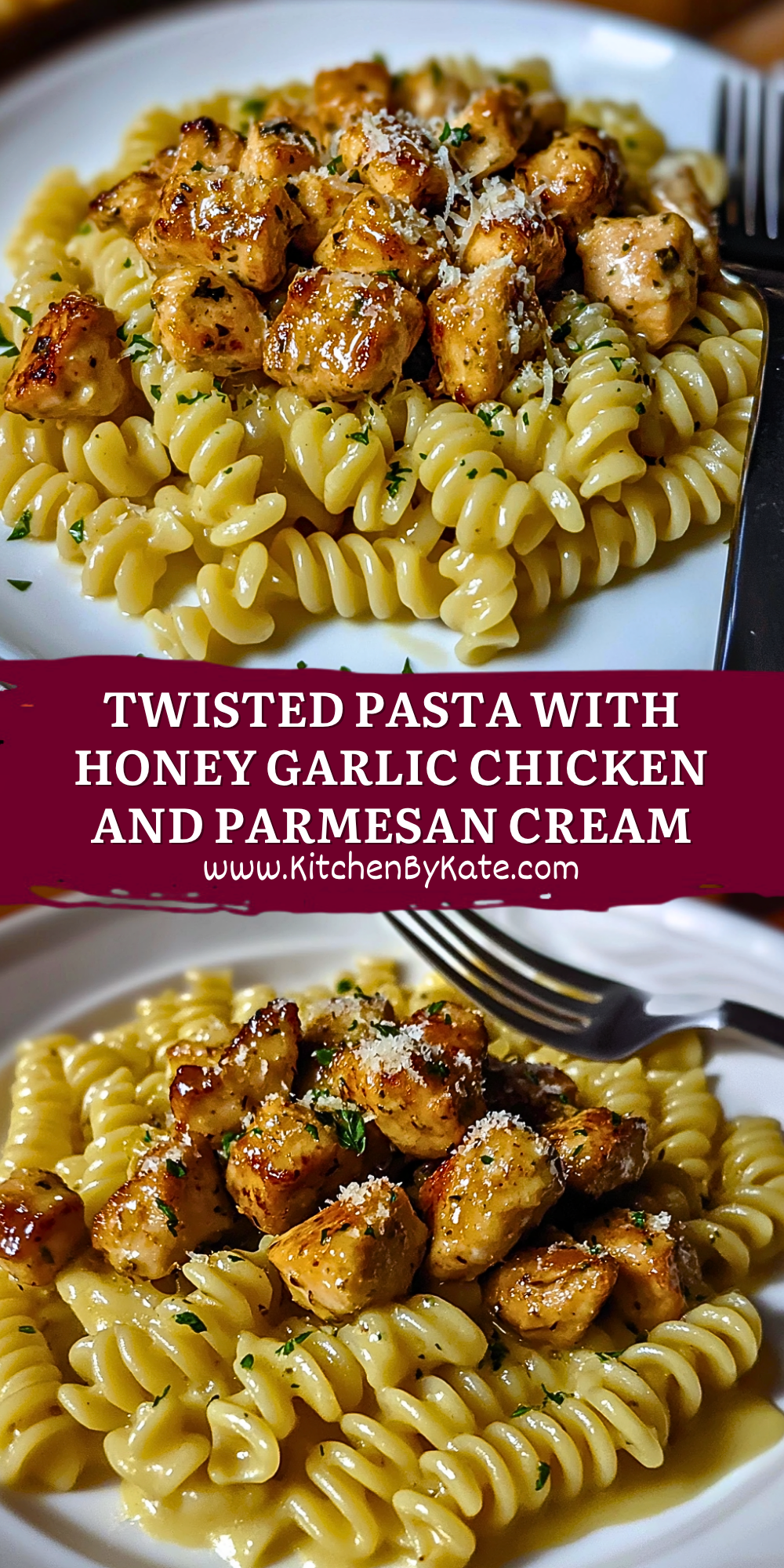 Twisted Pasta with Honey Garlic Chicken and Parmesan Cream Twisted Pasta with Honey Garlic Chicken and Parmesan Cream