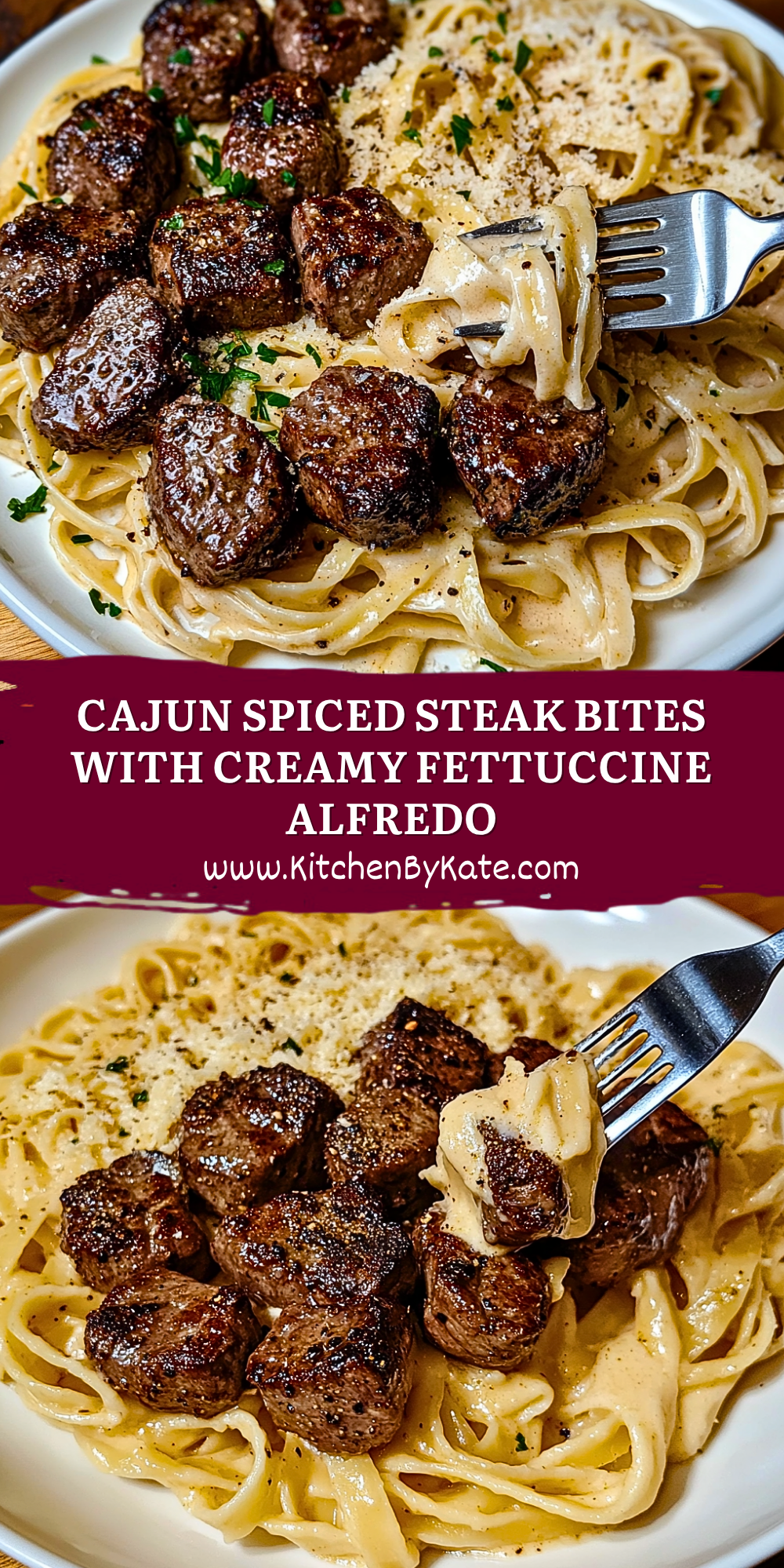 Cajun Spiced Steak Bites with Creamy Fettuccine Alfredo