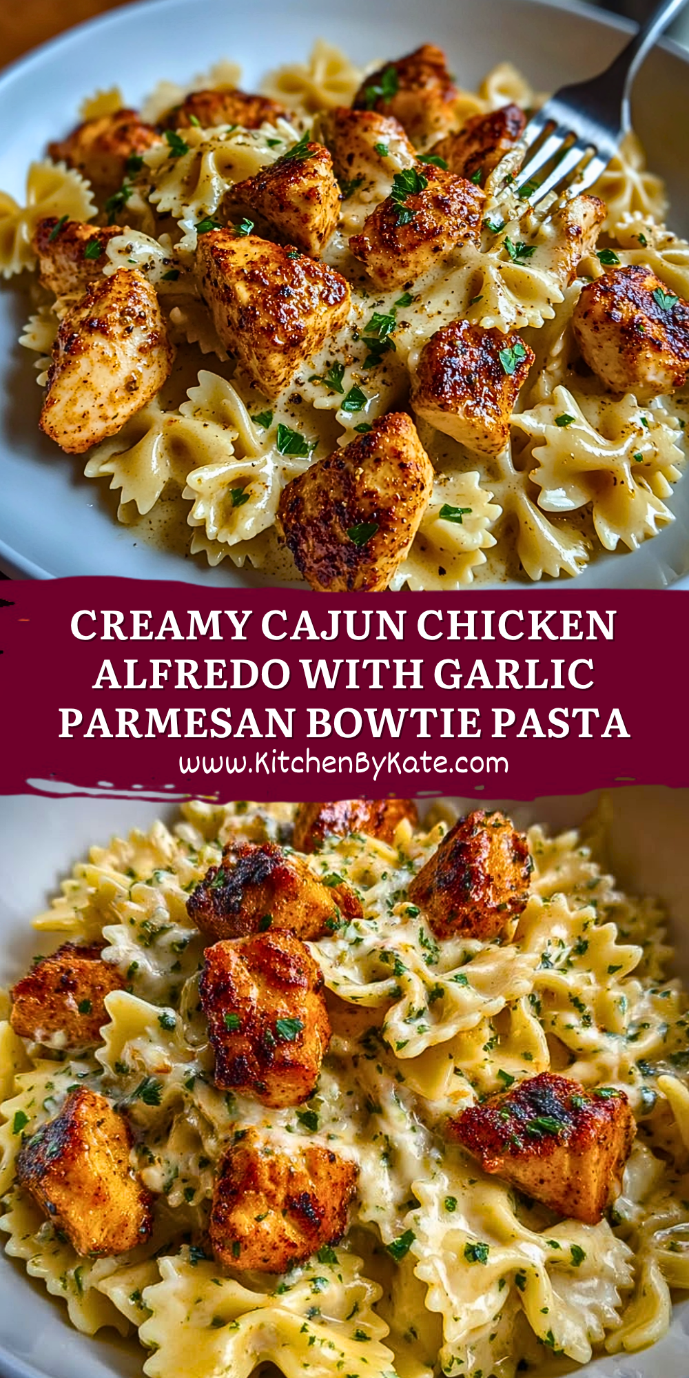 Creamy Cajun Chicken Alfredo with Garlic Parmesan Bowtie Pasta Creamy Cajun Chicken Alfredo with Garlic Parmesan Bowtie Pasta