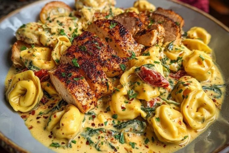 Cajun Garlic Chicken Tortellini in Three-Cheese Cream