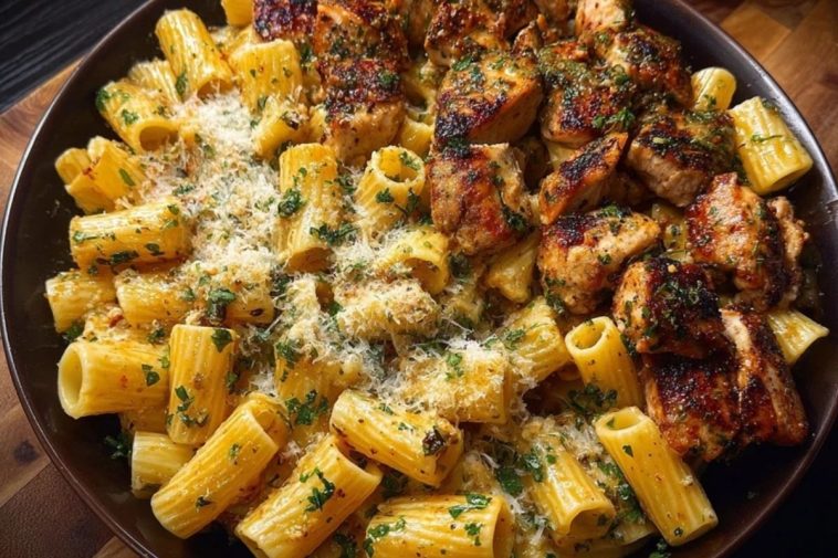 Cheesy Rigatoni with Garlic Parmesan Chicken