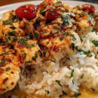 Chicken Scampi with Garlic Parmesan Rice
