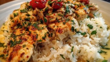 Chicken Scampi with Garlic Parmesan Rice