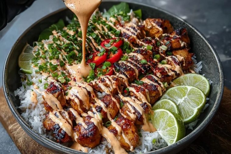 Chili Chicken Bowl with Coconut Lime Drizzle