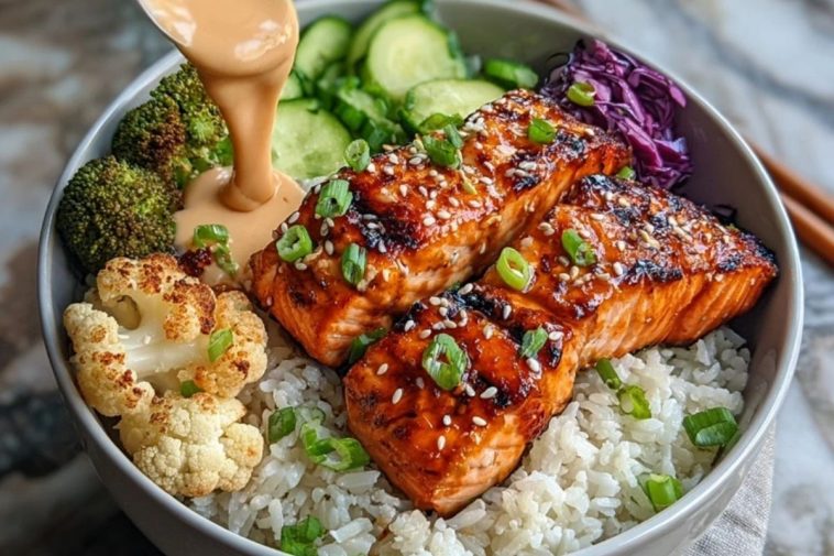 Sriracha Honey Salmon Bowls