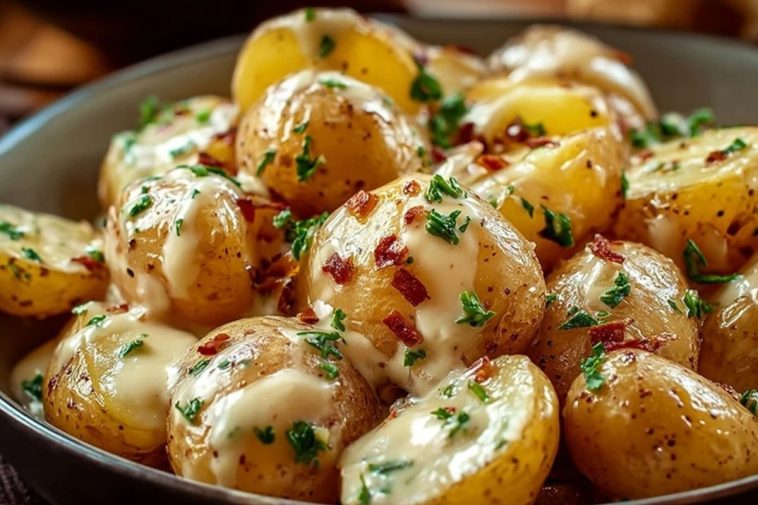 Creamy Garlic Baby Potatoes