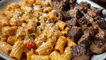 Cajun Steak Cheesy Rigatoni Parmesan