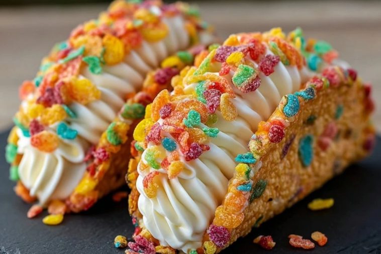 Easy Fruity Pebbles Cheesecake Tacos Recipe