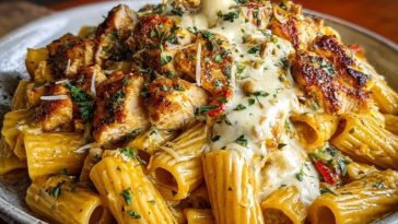 Creamy Cajun Chicken Rigatoni with Garlic Mozzarella Sauce