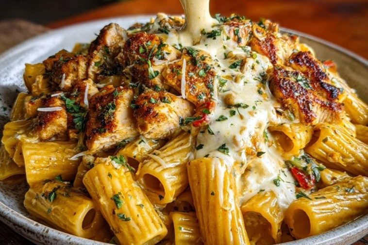 Creamy Cajun Chicken Rigatoni with Garlic Mozzarella Sauce