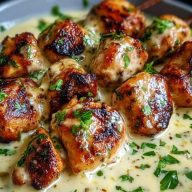 Creamy Garlic Sauce with Grilled Chicken Bites