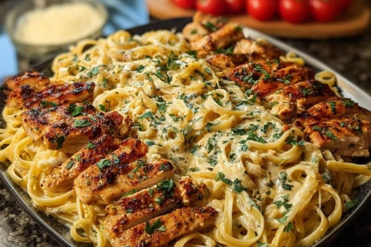 Creamy Velveeta Chicken Linguine with Mozzarella Garlic Sauce