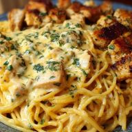 Creamy Velveeta Chicken Spaghetti with Mozzarella Garlic Cheese Sauce