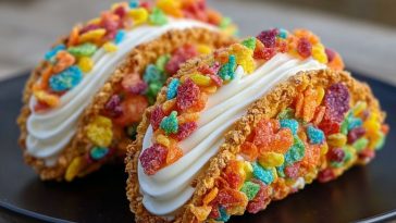 Fruity Pebbles Cheesecake Tacos