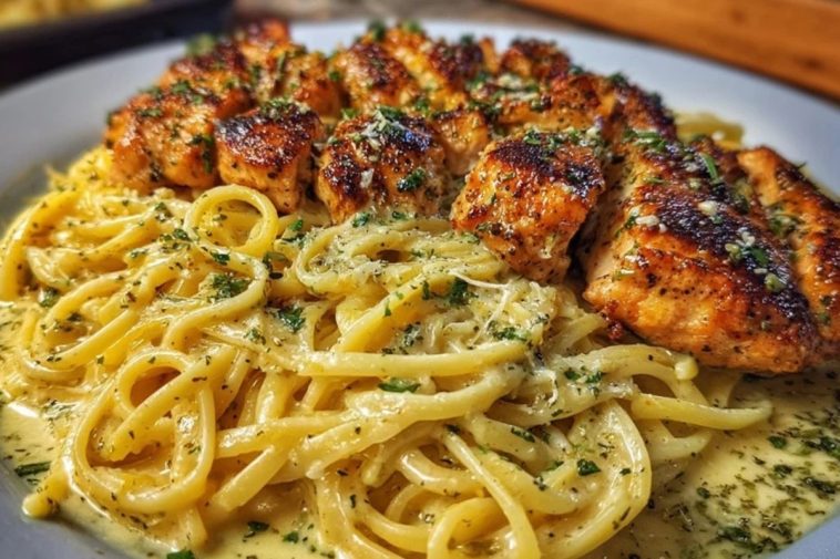 Garlic Butter Chicken with Velvety Parmesan Linguine
