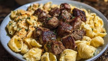 Garlic Butter Steak Bites & Loaded Cheddar Alfredo Shells