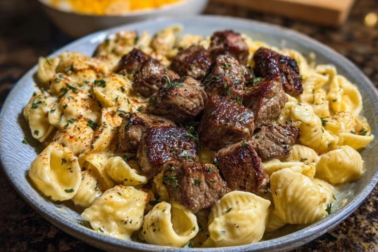 Garlic Butter Steak Bites & Loaded Cheddar Alfredo Shells