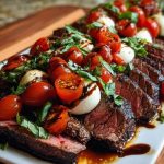 Grilled Balsamic Steak Caprese with Mozzarella, Tomatoes, and Basil