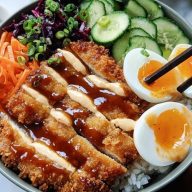 Japanese Katsu Bowls with Tonkatsu Sauce